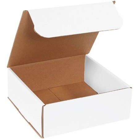 BOX PACKAGING Corrugated Mailers, 8"L x 8"W x 3"H, White M883